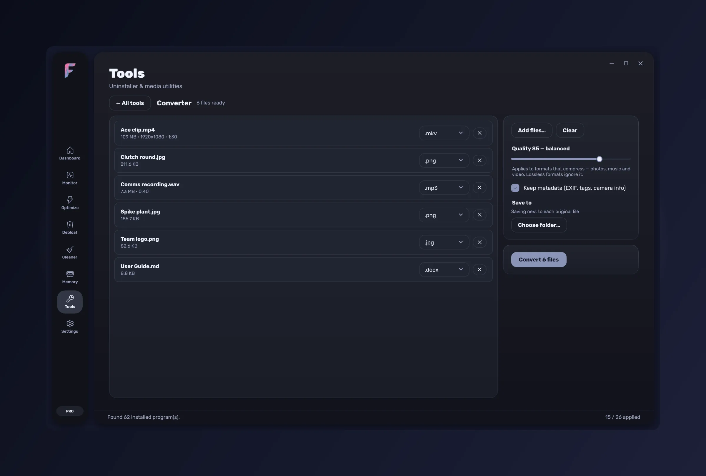 FrameWork Boost — the Converter tool