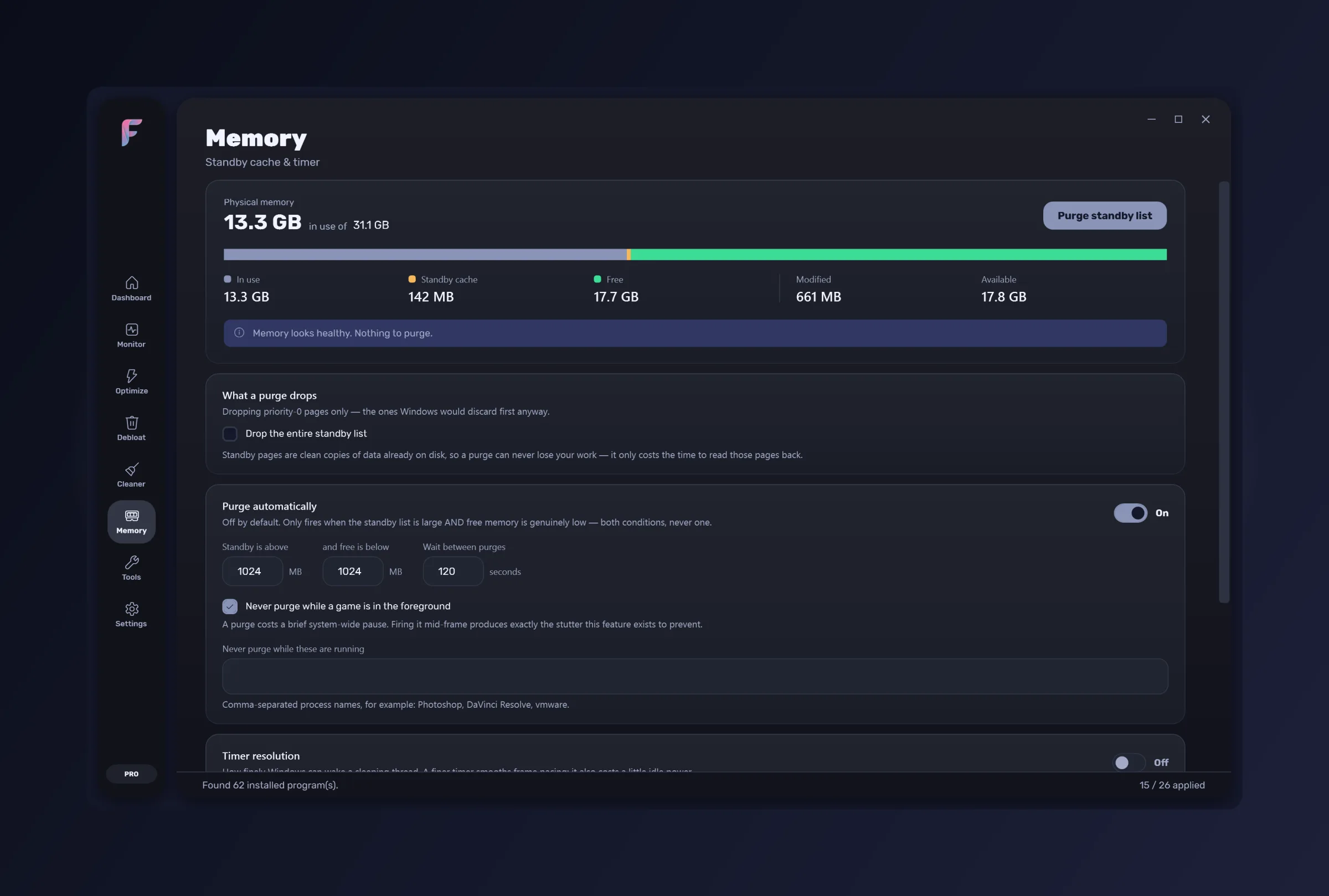 FrameWork Boost — the Memory section