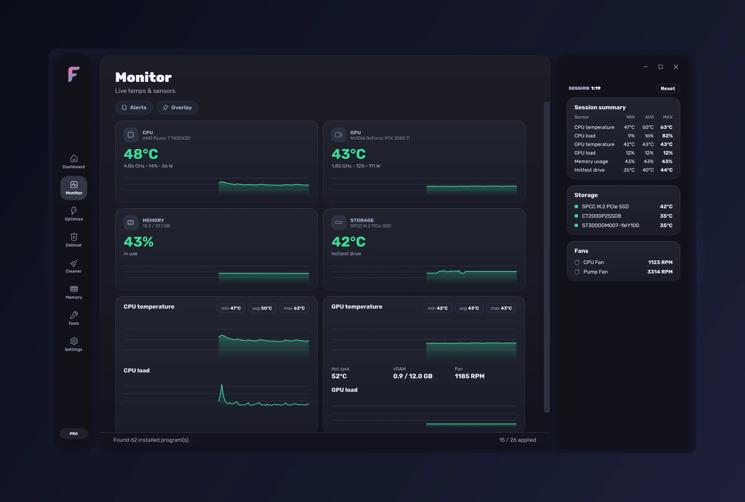 FrameWork Boost — the Monitor section